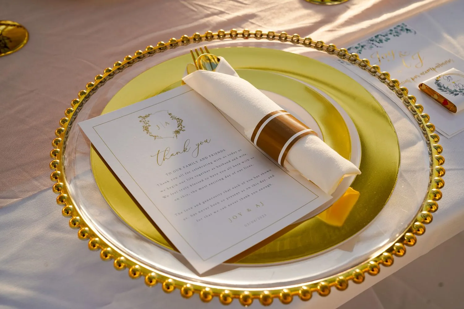Elegant reception place setting — Maximus Visions wedding photography, New Jersey & New York City
