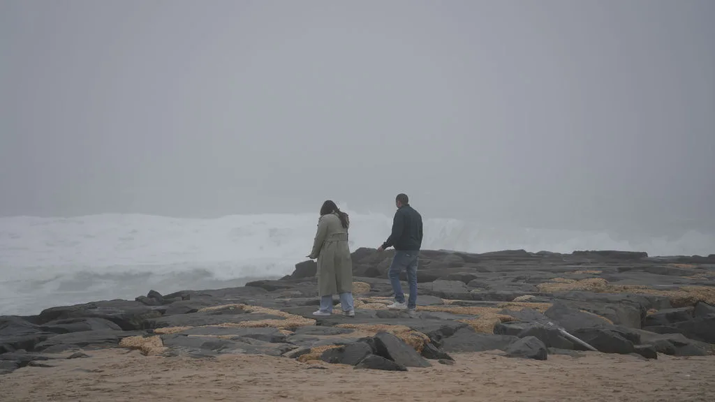 One last look out at the fog-covered ocean before heading home engaged — New Jersey shore